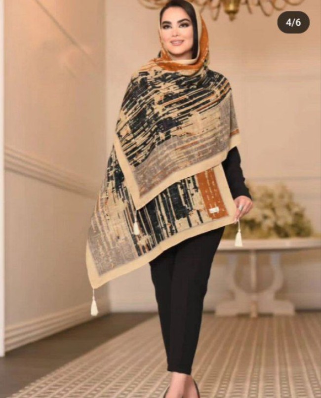 شال نخی طرح کشمیر 